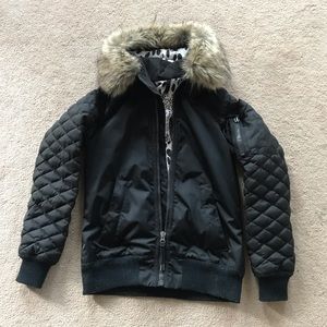 Burton x L.A.M.B down bomber jacket fur trim hood